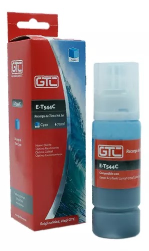 [10225] Gtc Tinta Alternativa Epson 544 Cyan Serie L Sistema Continuo Ink Jet 70Ml L3110 L3150 L5190 