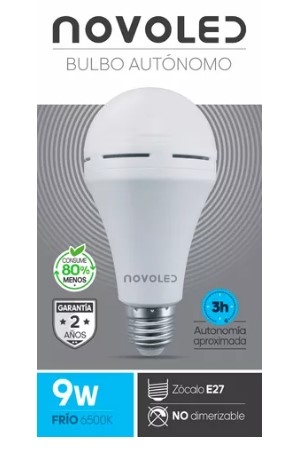 [9373] NOVOLED NOV-BLB9AUF LAMPARA E27 AUTONOMA 9W 3HS 6500K LUZ LED EMERGENCIA