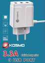 KOSMO CARGADOR 220V 5V 3.3A CABLE IPHONE  + 3 USB KS-18L IPHONE
