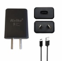 CARGADOR KOLKE 220V 5V 2A USB H CON CABLE USB TIPO C 1M NEGRO